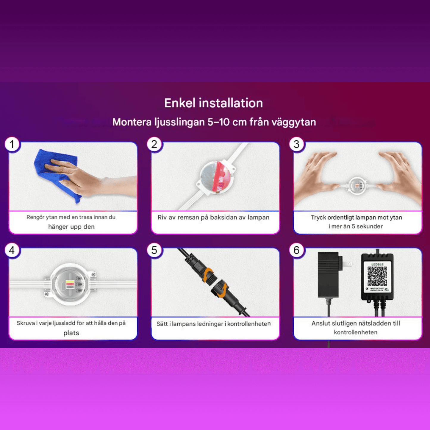 INFINITY LINE – Vattentålig 15 Meter LED-ljusslinga för Utomhusbruk med Appstyrning, 54 Scenlägen