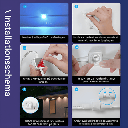 INFINITY LINE – Vattentålig 15 Meter LED-ljusslinga för Utomhusbruk med Appstyrning, 54 Scenlägen