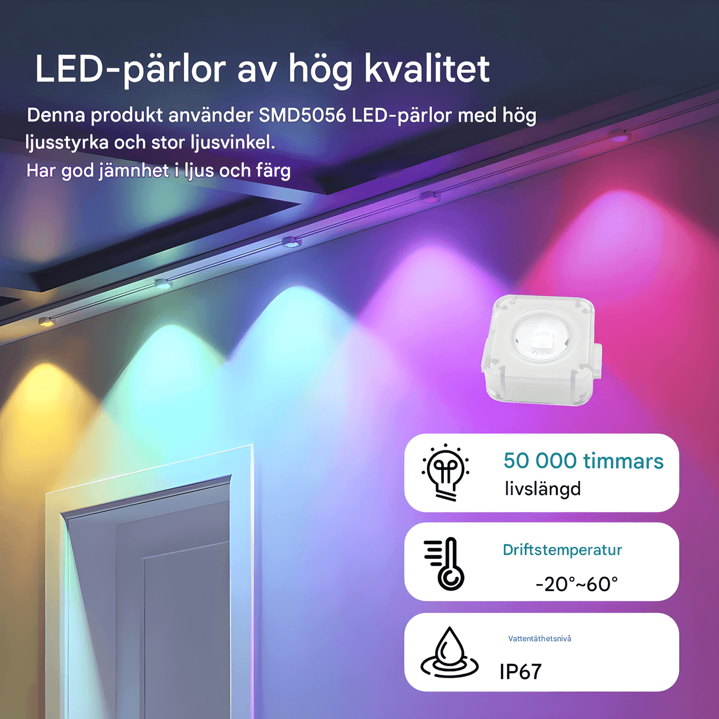 INFINITY LINE – Vattentålig 15 Meter LED-ljusslinga för Utomhusbruk med Appstyrning, 54 Scenlägen