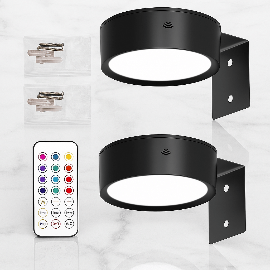 LUXE DUO – Smart LED Vägglampa 2-pack, Magnetfäste & Fjärrkontroll