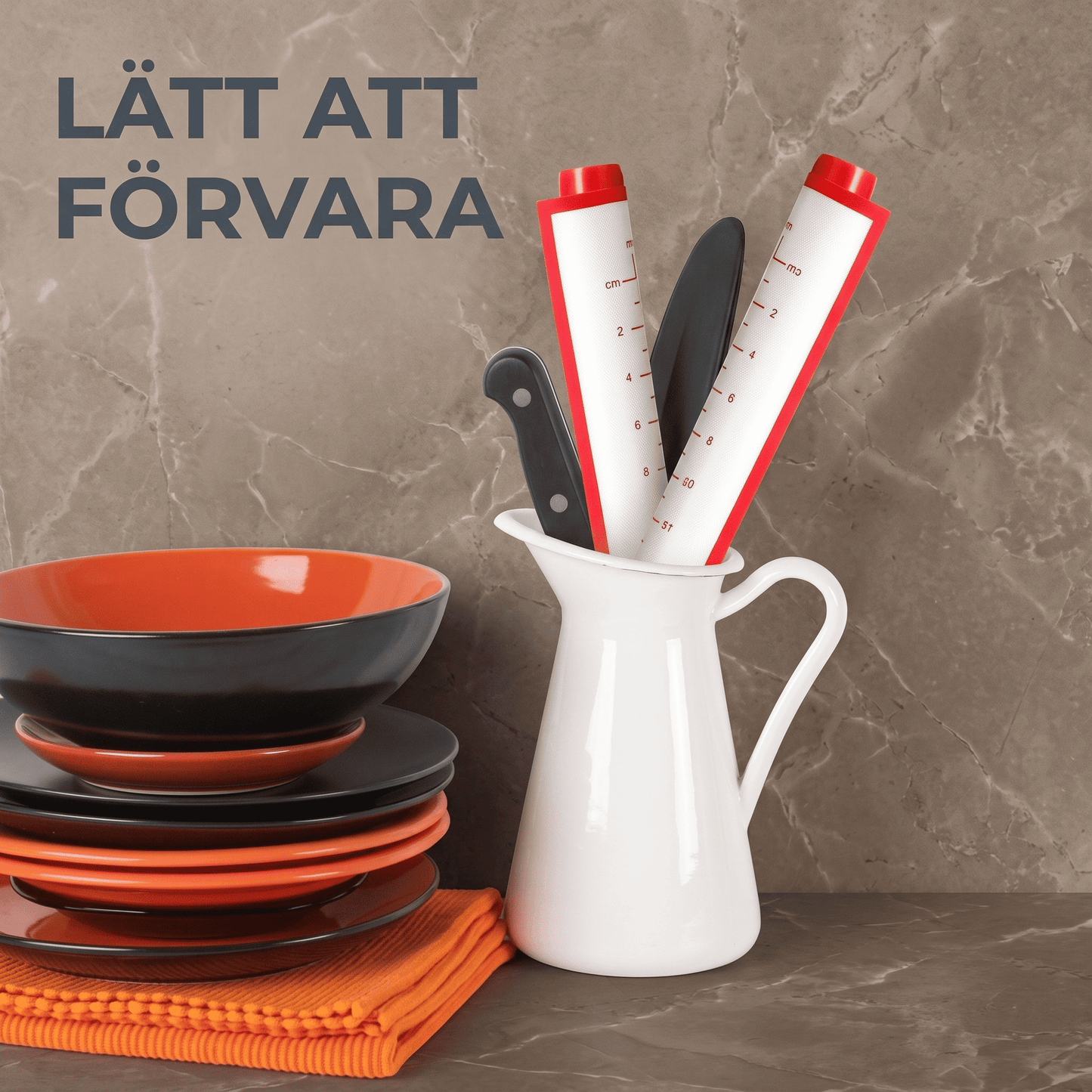 HELGE – Silikonbakmatta med Måttmarkeringar för Deg, Pizza och Bakverk – Flera Storlekar