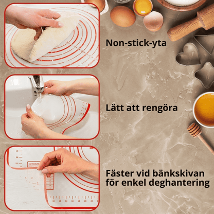 HELGE – Silikonbakmatta med Måttmarkeringar för Deg, Pizza och Bakverk – Flera Storlekar