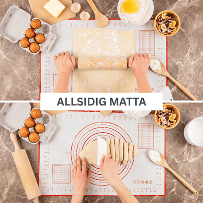 HELGE – Silikonbakmatta med Måttmarkeringar för Deg, Pizza och Bakverk – Flera Storlekar