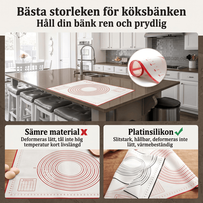 HELGE – Silikonbakmatta med Måttmarkeringar för Deg, Pizza och Bakverk – Flera Storlekar