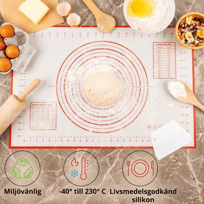 HELGE – Silikonbakmatta med Måttmarkeringar för Deg, Pizza och Bakverk – Flera Storlekar