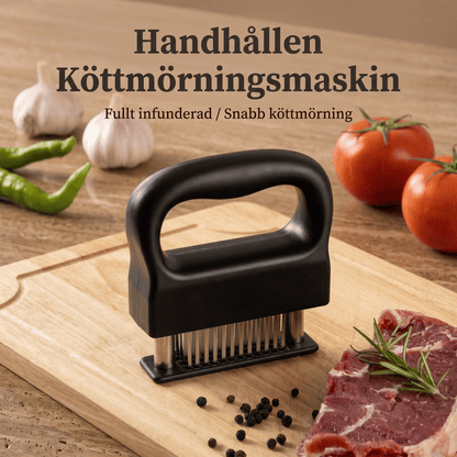 HOLGER – Köttmörare med 48 Nålar och Automatiskt Fjäderbackslag – Snabb Mörning av Biff, Fläsk och Kyckling