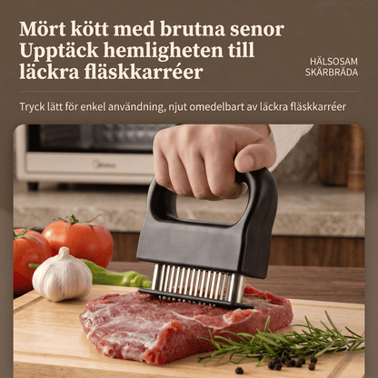 HOLGER – Köttmörare med 48 Nålar och Automatiskt Fjäderbackslag – Snabb Mörning av Biff, Fläsk och Kyckling