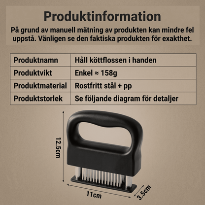 HOLGER – Köttmörare med 48 Nålar och Automatiskt Fjäderbackslag – Snabb Mörning av Biff, Fläsk och Kyckling