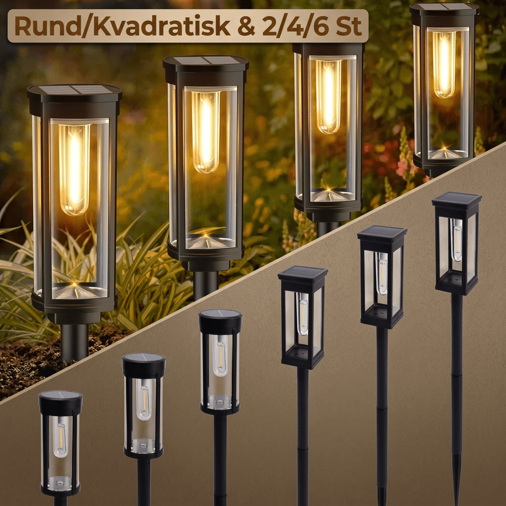 LORENTZ – Retroinspirerad Soldriven Gånglampa med Varm Vit Glödtrådslys LED – Automatisk Dag/Natt-sensor