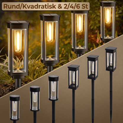 LORENTZ – Retroinspirerad Soldriven Gånglampa med Varm Vit Glödtrådslys LED – Automatisk Dag/Natt-sensor