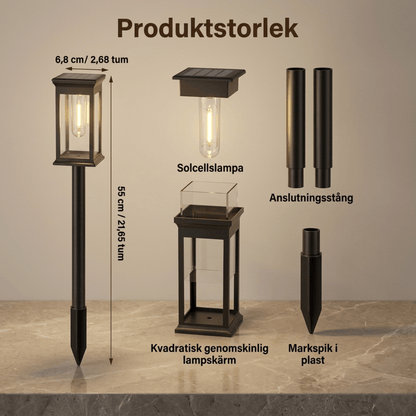 LORENTZ – Retroinspirerad Soldriven Gånglampa med Varm Vit Glödtrådslys LED – Automatisk Dag/Natt-sensor
