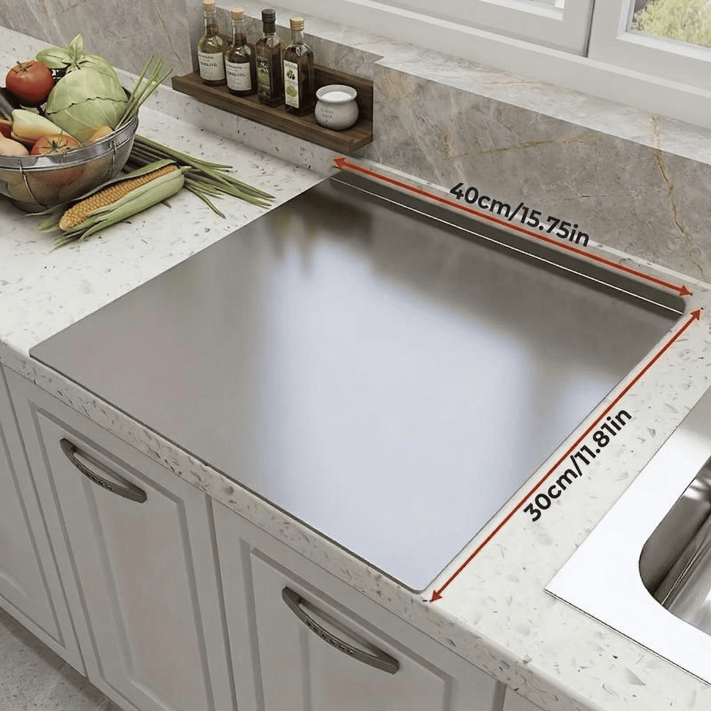 STALVIK™ – Stainless Steel Multi-Purpose Board for Cooking & Baking