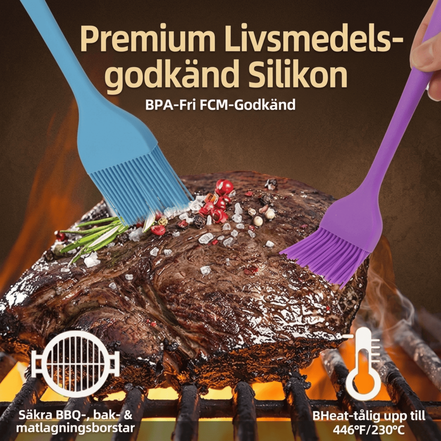 VIKTOR – Silikonpensel för BBQ, Bakning och Grillning – Värmetålig, BPA-fri och Diskmaskinssäker