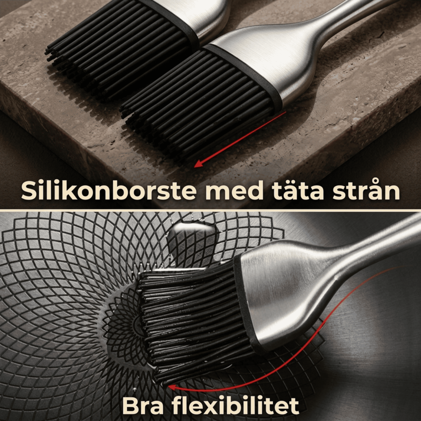 WILLIAM – Silikonpensel med Rostfritt Stålhandtag för BBQ, Bakning och Grillning
