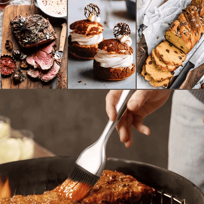 WILLIAM – Silikonpensel med Rostfritt Stålhandtag för BBQ, Bakning och Grillning