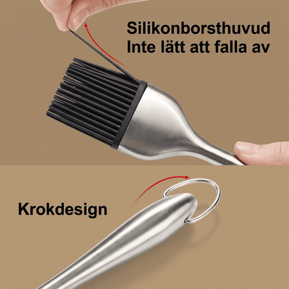 WILLIAM – Silikonpensel med Rostfritt Stålhandtag för BBQ, Bakning och Grillning