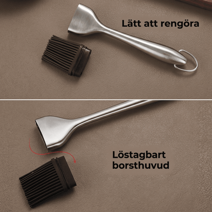 WILLIAM – Silikonpensel med Rostfritt Stålhandtag för BBQ, Bakning och Grillning